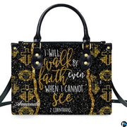 Personalized Glitter Scripture Crosses Handbag for Faith Gift