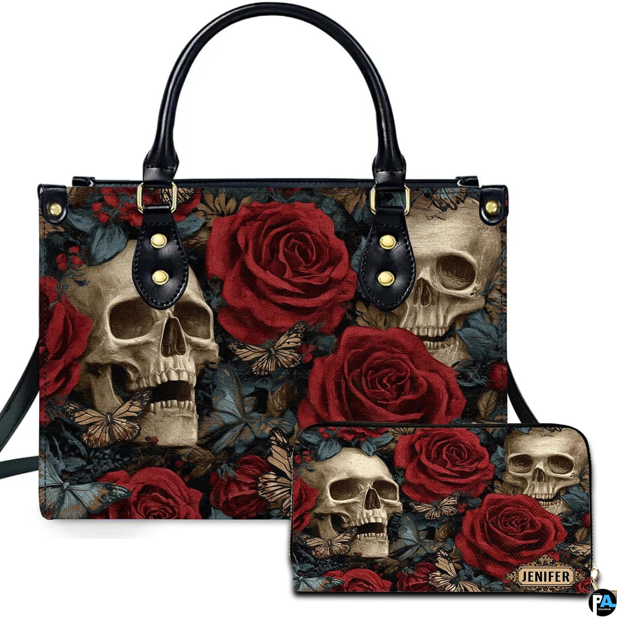 Personalized Halloween Leather Handbag – Custom Witch 3D Printing Effect Purses For Women – Spooky Gothic Shoulder Bag