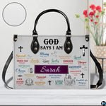 Detailed presentation of handbag surface with circular texture inset.