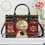 Personalized Book Lover Leather Bag, Just A Girl Who Loves Book Handbag With Name, Books Purse, Gifts For Readers, Writer