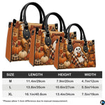Size comparison guide detailing medium, large, and extra-large satchel dimensions and measurements.