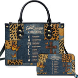 Christian Cross Leopard Butterfly Handbag and Wallet Set