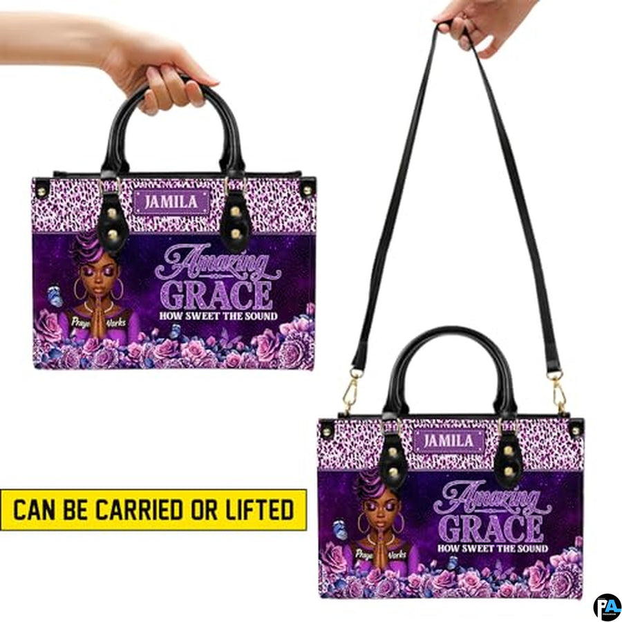 Personalized Leather Handbag for Black Women, Custom African Purse Bag Set, Birthday Meaningful Gifts for Mom, Friend