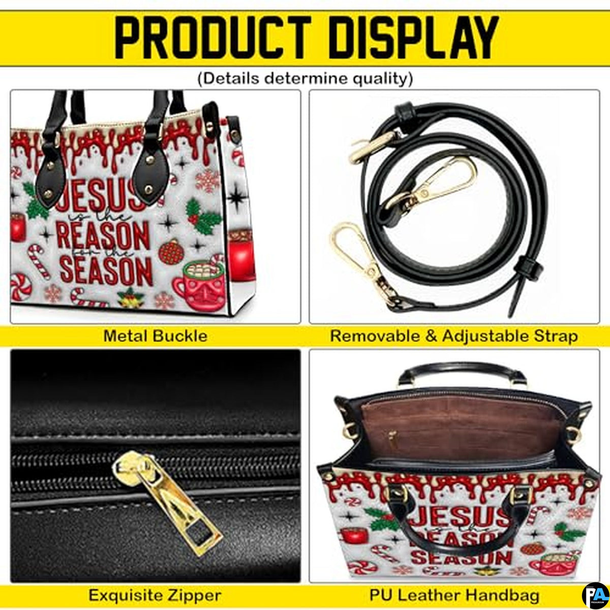 Personalized Jesus Is The Reason Handbag, Removable Strap