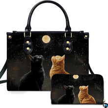 Black Cat Leather Bag – Vintage Cat Art Handbag, Stylish Animal-Themed Purse, Unique Gift for Cat Lovers