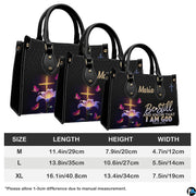 Size chart illustrating dimensions for medium, large, and extra large floral cross handbags.
