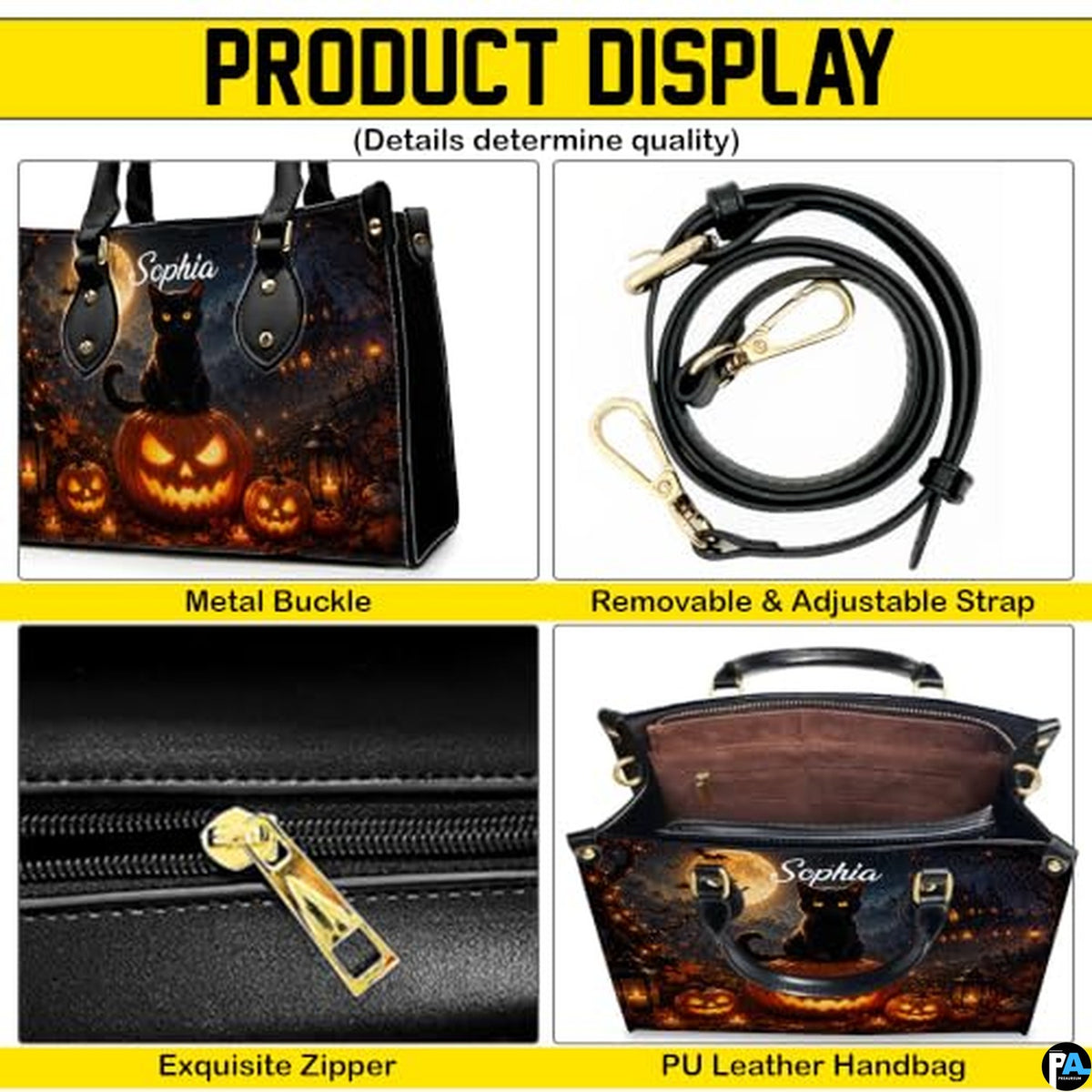 Black Cat Leather Bag – Vintage Cat Art Handbag, Stylish Animal-Themed Purse, Unique Gift for Cat Lovers