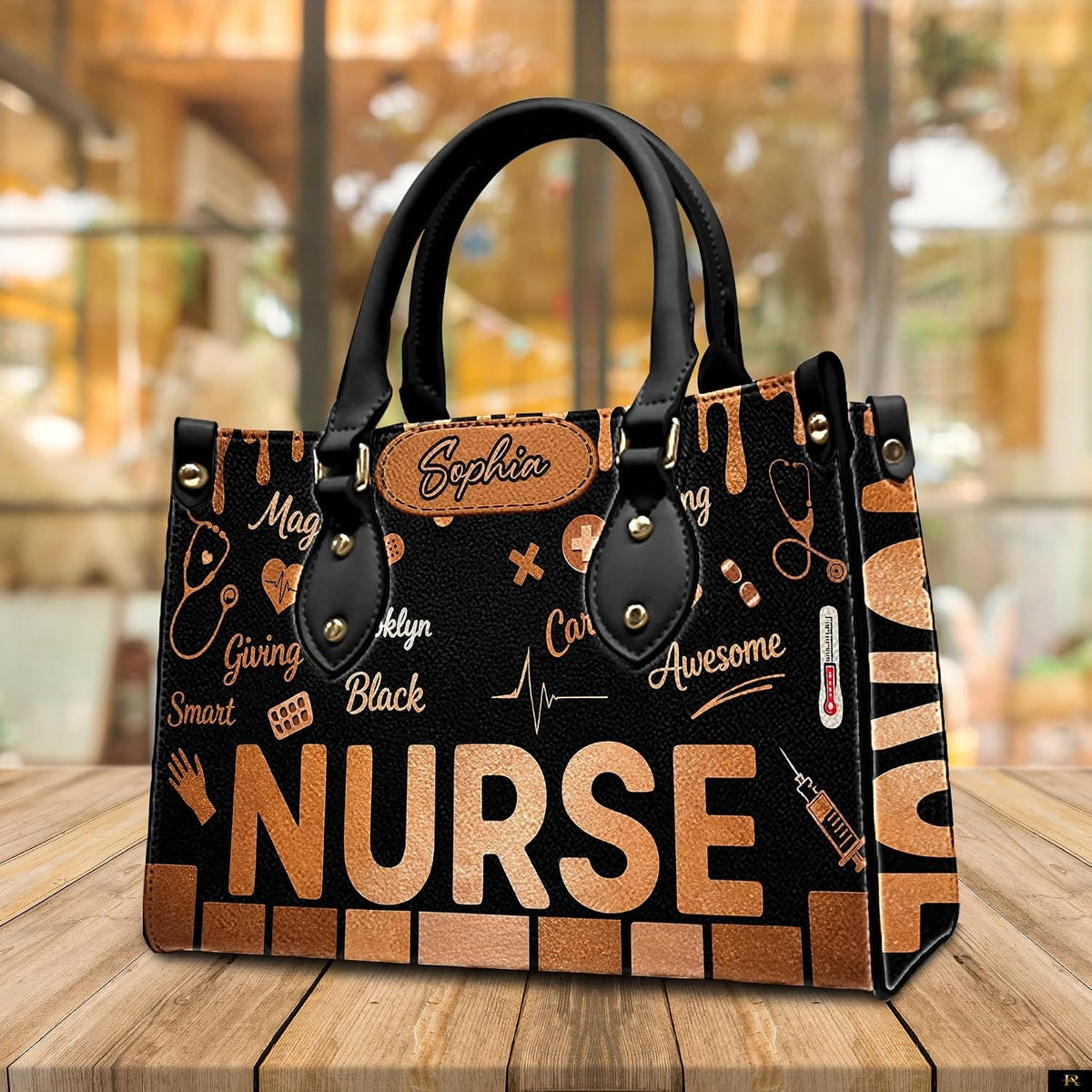 PREAUREUM "{split_values}" Personalized {collection_title} Leather Handbag