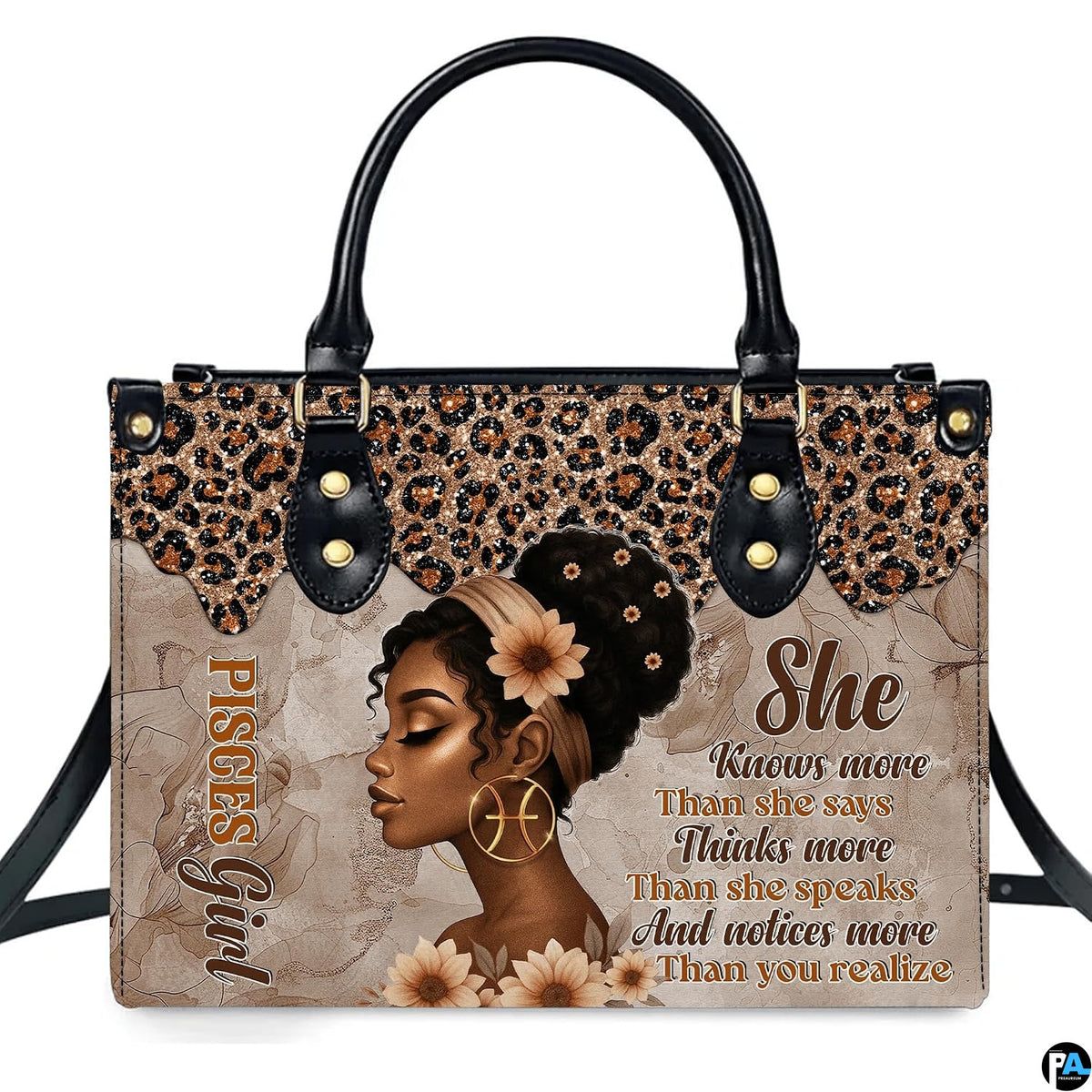 Personalized Leather Handbag for Black Women, Custom African Purse Bag Set, Birthday Meaningful Gifts for Mom, Friend