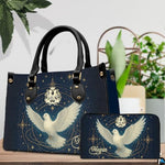 Custom Catholic Virgin Mary Leather Bag, Personalized Name Handbags and Purses for Christian Women Religious Bag Gifts
