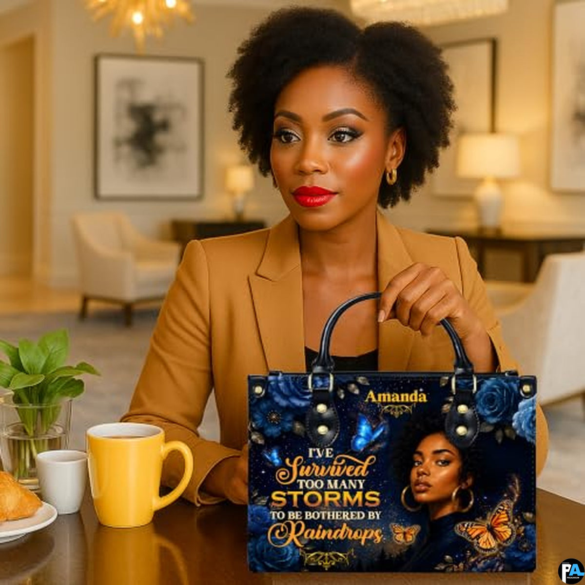 Personalized African American Leather Bag, African Purse, Gifts for Black Girl Women, Black History Handbags