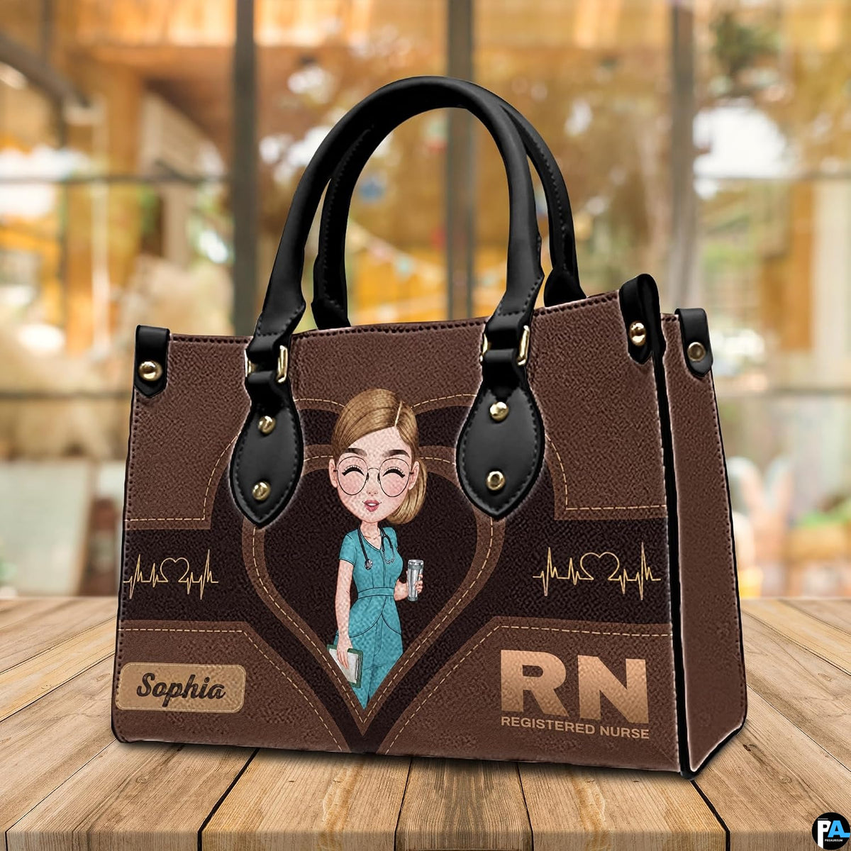 Complete matching handbag and wallet set in medical nurse theme arrangement