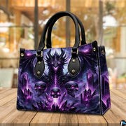Personalized Dragon Leather Handbag, Fantasy Gothic Purse for Women, Mythical Shoulder Bag Gift for Dragon Lovers