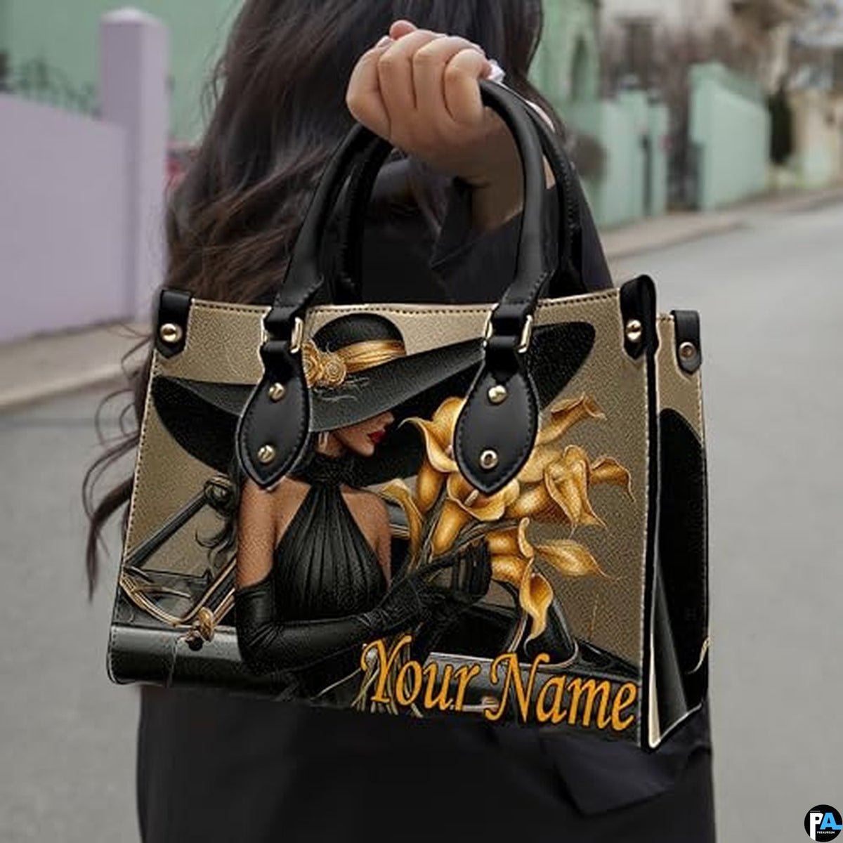 Personalized Black Women Leather Bag, Custom Name African Purses and Handbags Gifts for Mom Birthday Christmas Mothers Day