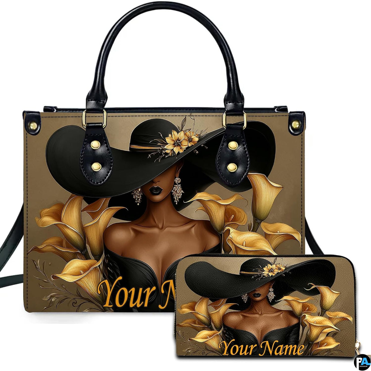 Personalized Black Women Leather Bag, Custom Name African Purses and Handbags Gifts for Mom Birthday Christmas Mothers Day