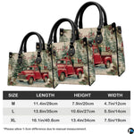 Complete matching handbag and wallet set in festive red truck arrangement