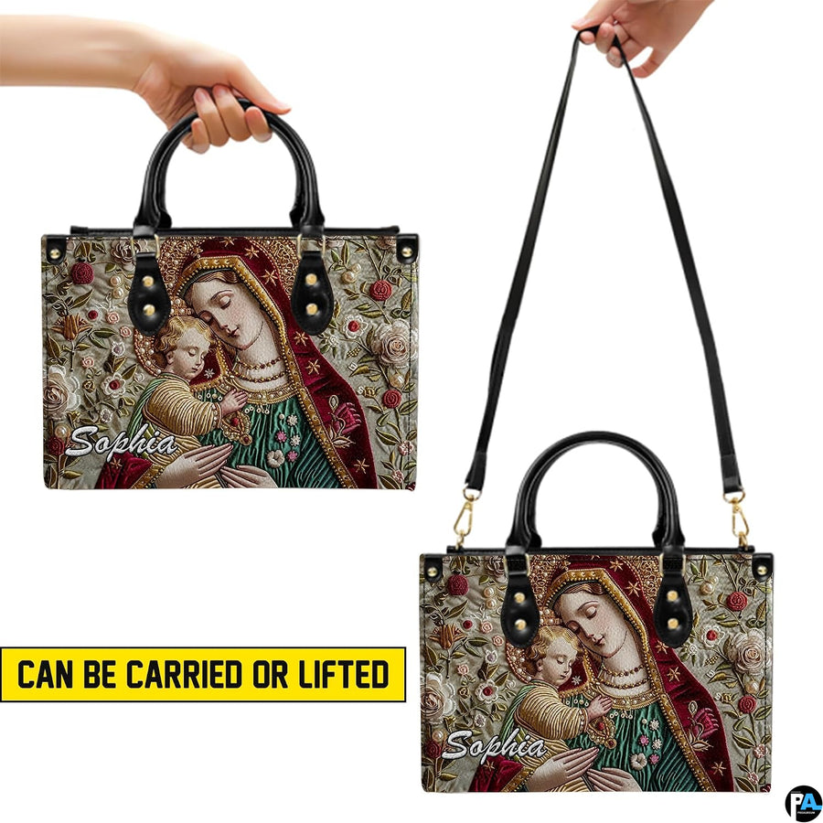 Handbag demonstration showing hand-carried top handle and shoulder strap carrying methods
