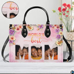 Personalized Leather Tote Bag and Purse for Mom Grandma, Custom Name Tote Bag, Birthday Gift for Mother, Grandma Gift Idea