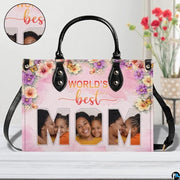 Personalized Leather Tote Bag and Purse for Mom Grandma, Custom Name Tote Bag, Birthday Gift for Mother, Grandma Gift Idea