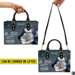Infographic displaying hardware fixtures, carrying straps, and zipper detailing of devotional handbag.