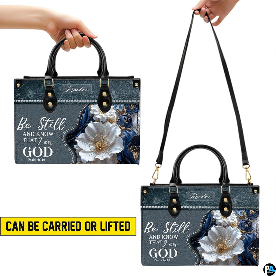 Infographic displaying hardware fixtures, carrying straps, and zipper detailing of devotional handbag.