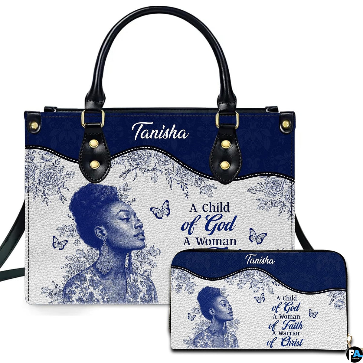 Personalized Leather Handbag for Black Women, Custom African Purse Bag Set, Birthday Meaningful Gifts for Mom, Friend