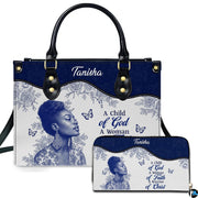 Personalized Leather Handbag for Black Women, Custom African Purse Bag Set, Birthday Meaningful Gifts for Mom, Friend