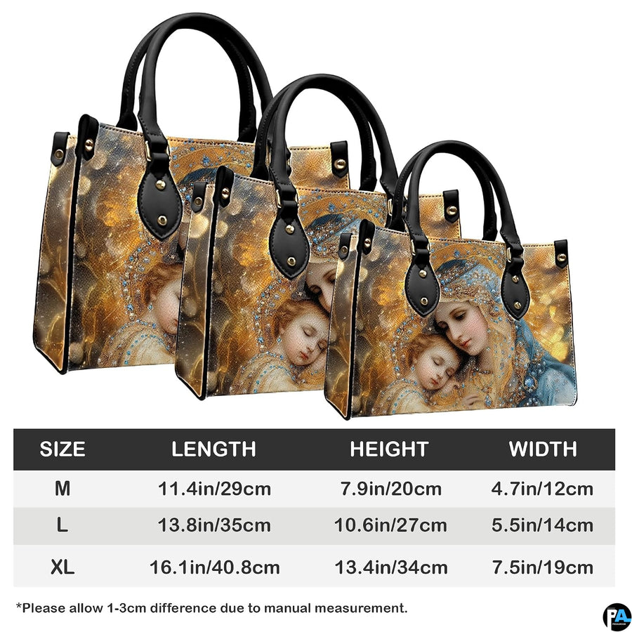 Handbag sizing chart illustrating dimensions for Medium, Large, and Extra Large options