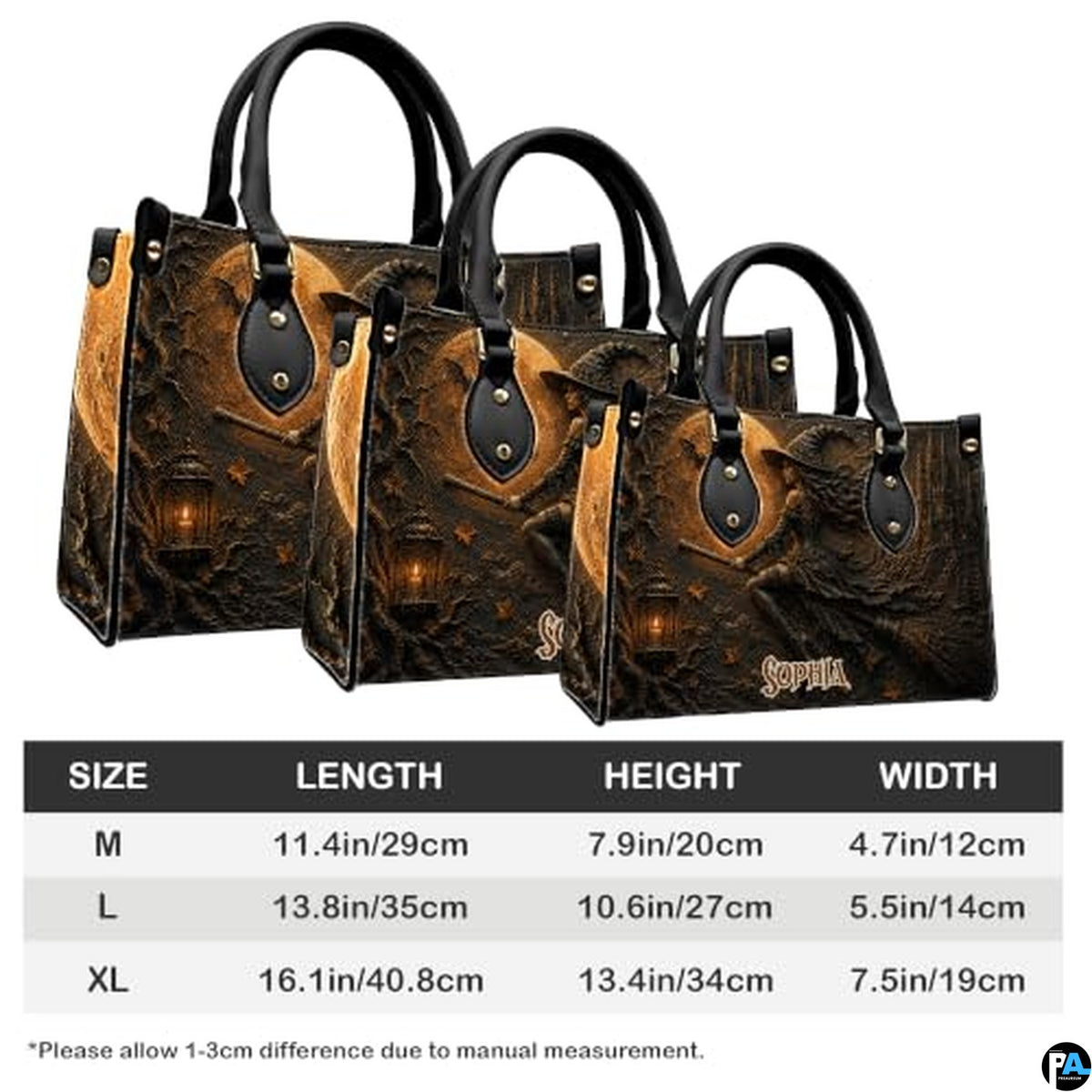 Personalized Witch Handbag with Purse, Custom Name Gothic Leather Bag Set for Women, Halloween Shoulder Bag, Witch Gift