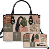 Boho Botanical Portrait Patchwork Handbag and Matching Wallet Set