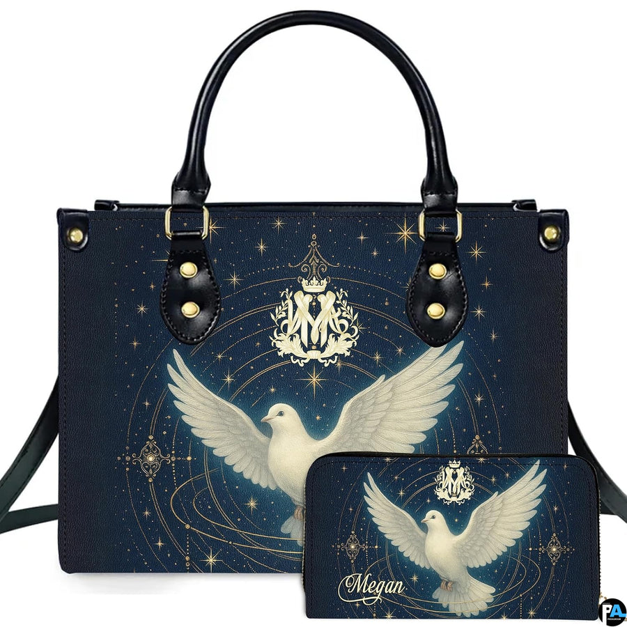 Custom Catholic Virgin Mary Leather Bag, Personalized Name Handbags and Purses for Christian Women Religious Bag Gifts
