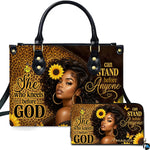 Black woman christian faith art shown across an artistic duo resting peacefully in an indoor studio environment.