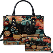 Studio presentation of cat library art beside matching rectangular companion accessory.