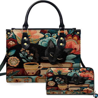 Studio presentation of cat library art beside matching rectangular companion accessory.