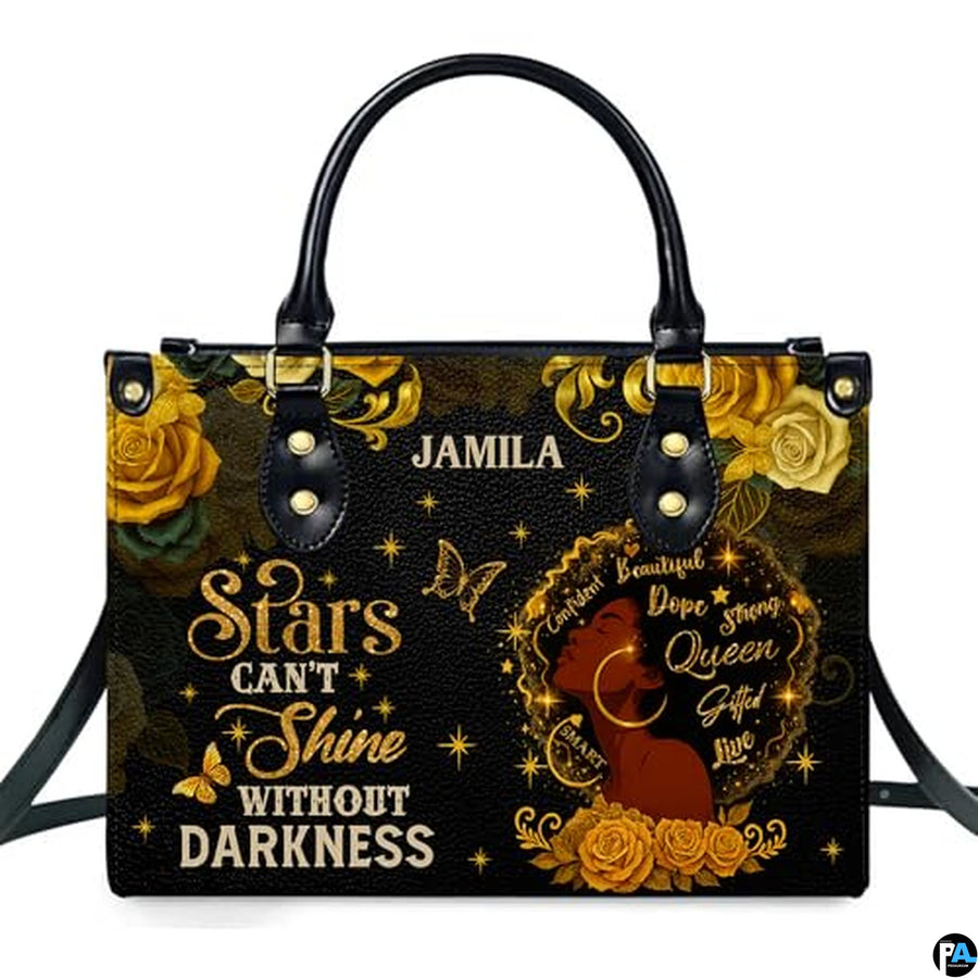 Personalized Black Woman Gold Rose Quote Handbag for Meaningful Gifts