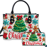 Personalized Christmas Tree Gingerbread Scene Handbag for Holiday Gift