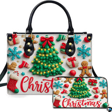 Personalized Christmas Tree Gingerbread Scene Handbag for Holiday Gift