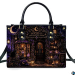Gothic witch apothecary cottage handbag displayed alone on white background.