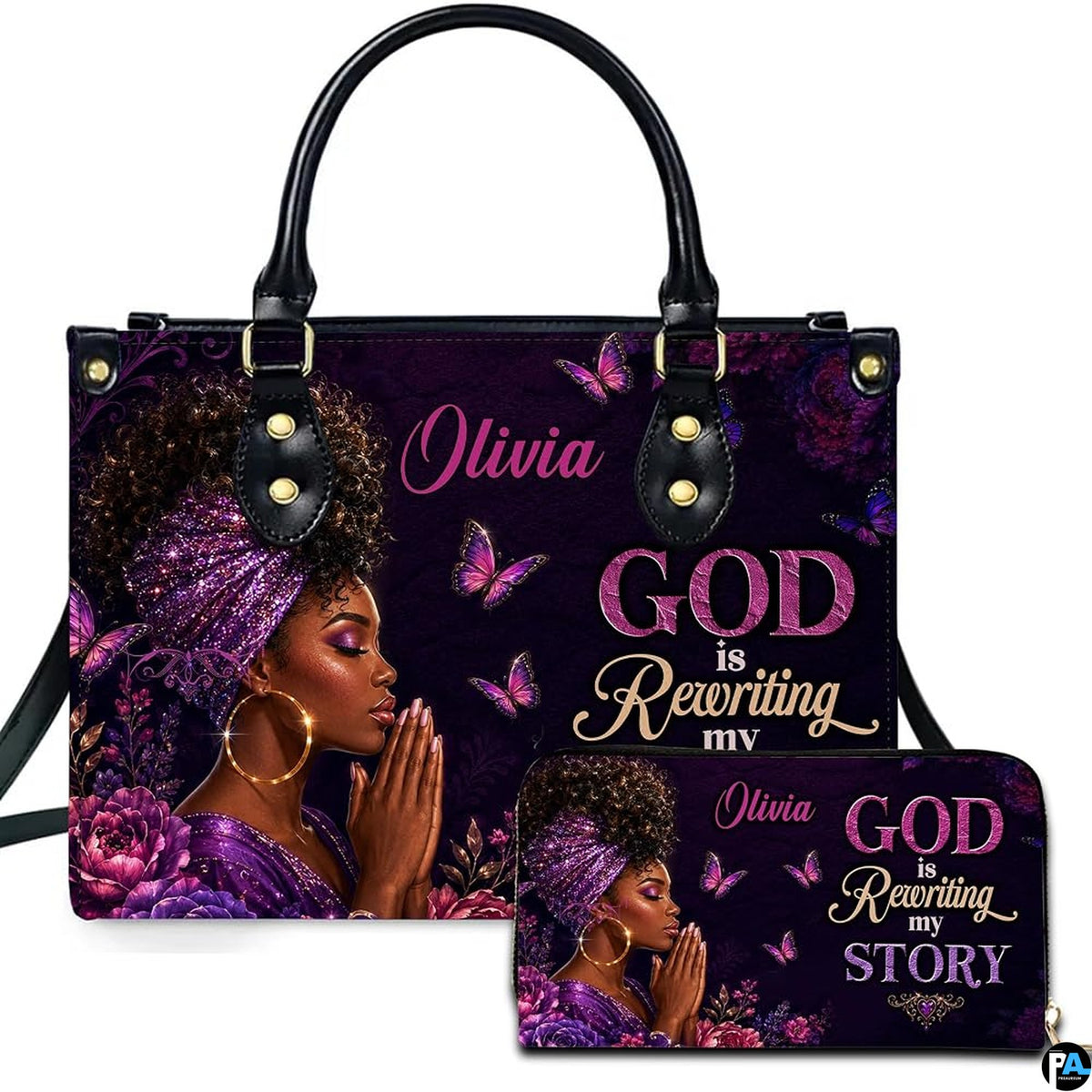 Personalized African American Leather Bag, African Purse, Gifts for Black Girl Women, Black History Handbags