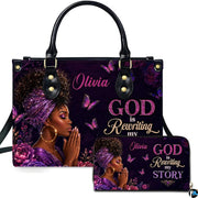 Personalized African American Leather Bag, African Purse, Gifts for Black Girl Women, Black History Handbags