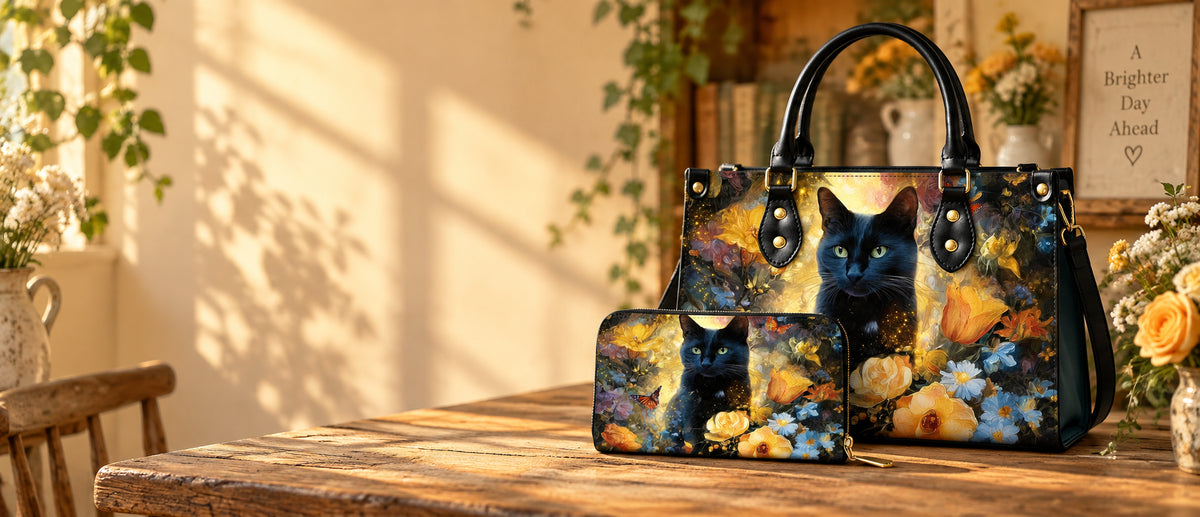 Black Cat Leather Handbags
