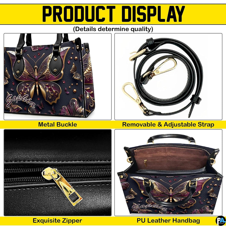 Interior view of open tote handbag showing spacious lining and compartments