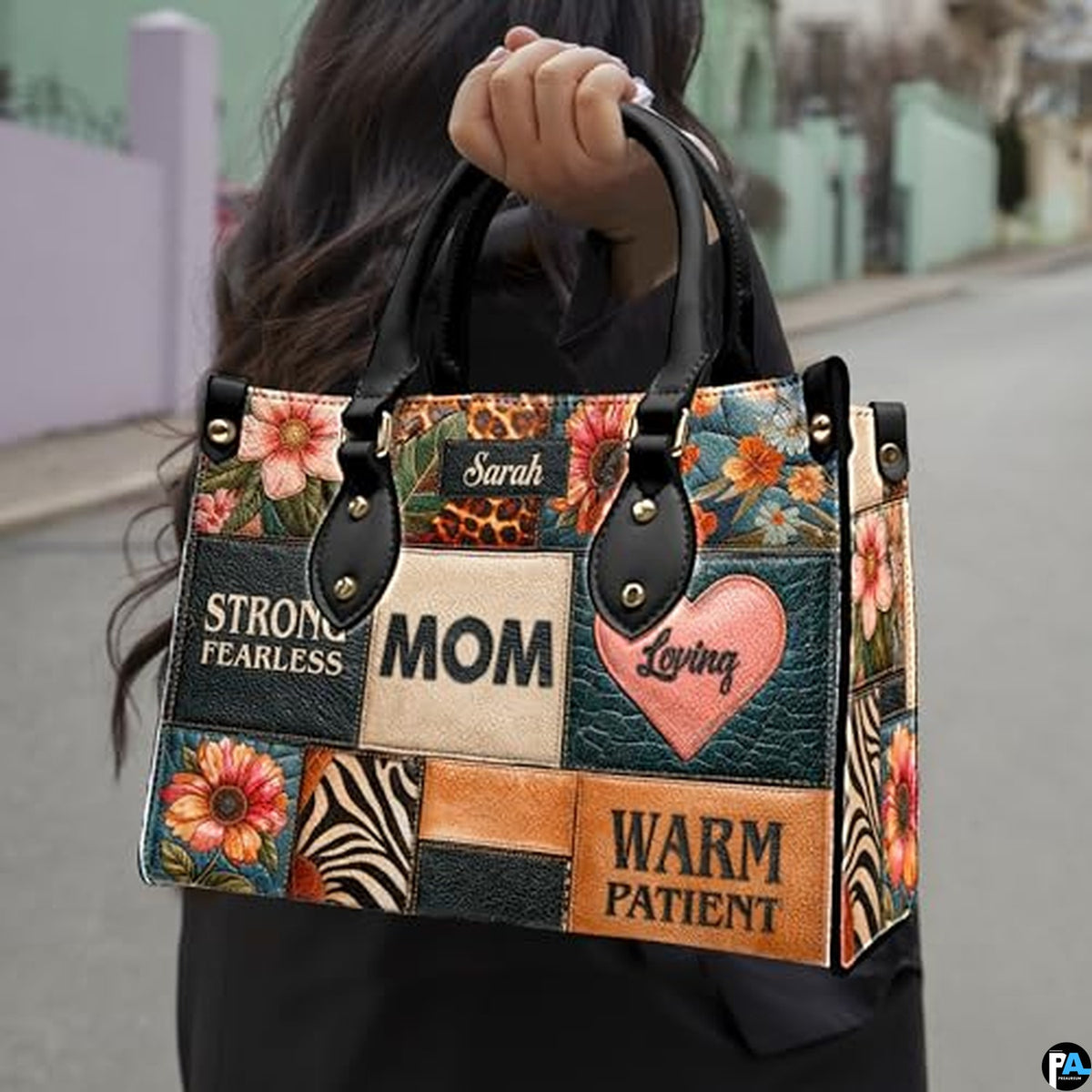 Personalized Leather Tote Bag and Purse for Mom Grandma, Custom Name Tote Bag, Birthday Gift for Mother, Grandma Gift Idea