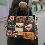 Personalized Leather Tote Bag and Purse for Mom Grandma, Custom Name Tote Bag, Birthday Gift for Mother, Grandma Gift Idea