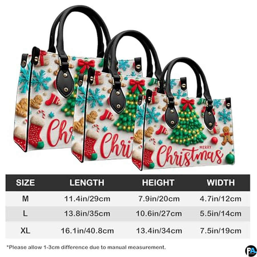 Personalized Christmas Tree Gingerbread Scene Handbag for Holiday Gift