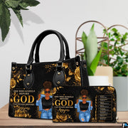 Close-up perspective detailing the African American Christian artwork afro puff styling and golden floral petals.