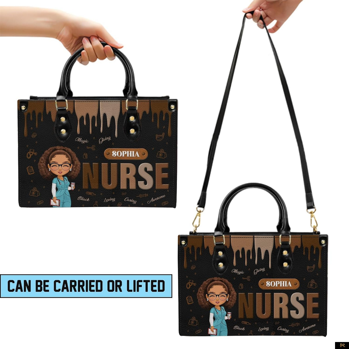 PREAUREUM "{split_values}" Personalized {collection_title} Leather Handbag