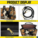 Visual feature collage presenting tuxedo cat painting print details across multiple graphic perspectives.