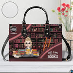 Personalized Book Lover Leather Bag, Just A Girl Who Loves Book Handbag With Name, Books Purse, Gifts For Readers, Writer