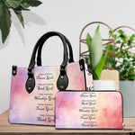 PREAUREUM "{split_values}" Personalized {collection_title} Leather Handbag